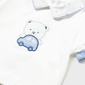 Mayoral White and Blue Polo Set with Bear Design
